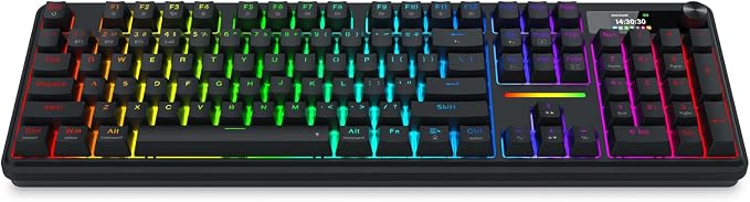 Redragon K762 PRO Wireless 104-Key Gasket Gaming Keyboard, Screen & Knob | Easy-Control LED Info Display, 0-Delay Tri-Mode, Cushioned 5-Layer Noise Dampening for Creamy Thocky Sound, Full-Size 104-Key - Image 3
