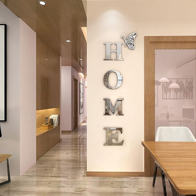 Home Wall Decor Letter Signs Acrylic Mirror Wall Stickers Decorations for Living Room Bedroom Home Decor Wall Decals (Silver, 47.2 X 15.3IN) - Image 4