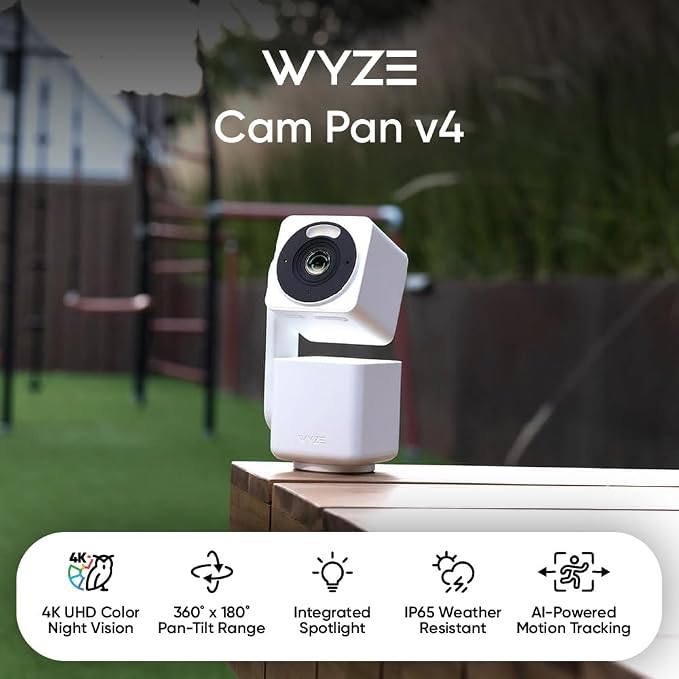 WYZE Cam Pan v4 (2-Pack), 4K Smart Home Security Camera System, AI Indoor/Outdoor Monitor for Baby/Pet/Person/Vehicle, Color Night Vision, 360° Pan/Tilt, 2.4G&5G, Works with Alexa & Google Assistant - Image 2