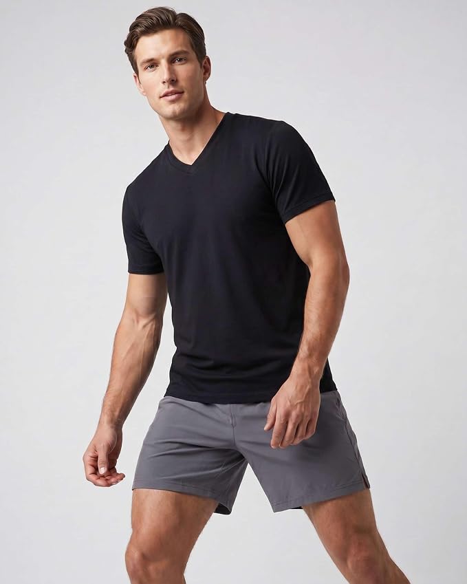 5 Pack Men's Dry Fit V Neck Gym Workout T Shirts Athletic Moisture Wicking | Cooling, Quick Dry, Breathable, Short Sleeve, Exercise, Cycling, Sports, Outdoor, Fitness, Golf, Crossfit, Hiking, Tennis - Image 2