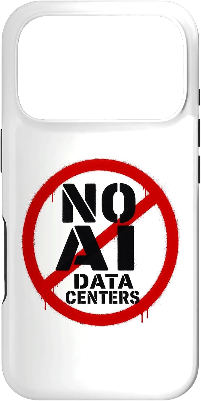 No AI Data Centers – Simple Minimal Spray Paint Style Text Case for iPhone 17 Pro by Unknown