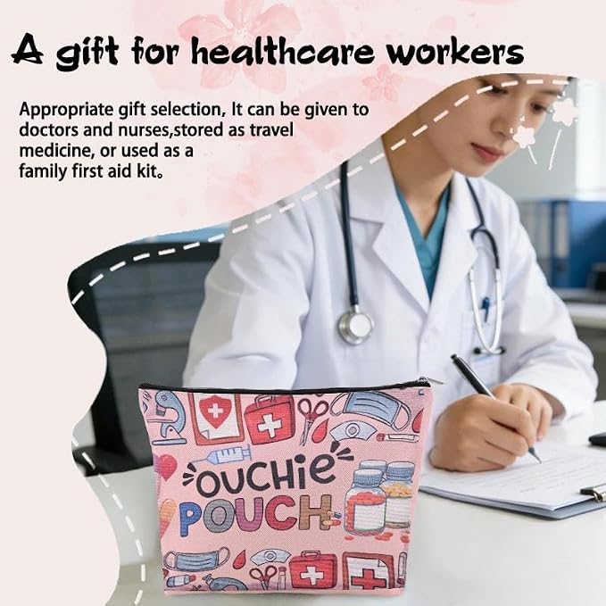 Small Ouchie Pouch Bag Canvas Medicine Storage Bags Wound Care Travel Bag Drug Storage Bags for Medicine First Aid Kit Zipper Pouches Emergency Pouch for Women Girls Doctor Nurse Pouches for Work - Image 4