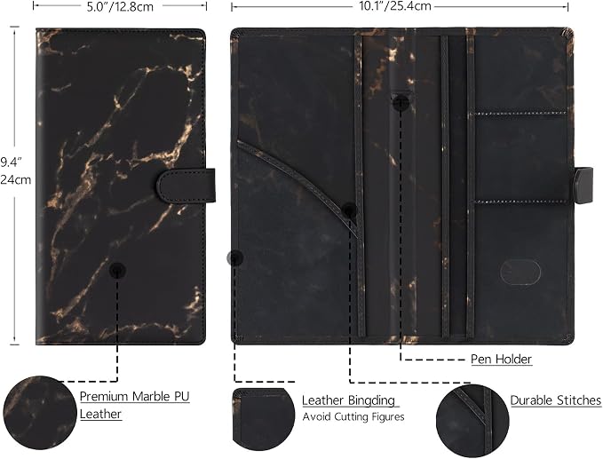TOURSUIT Car Registration and Insurance Card Holder, Marble Black | Vehicle License Document Organizer, Glove Box Compartment, Interior Car Accessories, For Women Men - Image 4