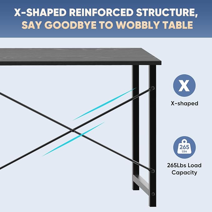 DUMOS 40 Inch Office Small Computer Desk Modern Simple Style Writing Study Work Table for Home Bedroom - Wood Black | Modern Study Writing Work Table, Craft PC Desk Simple Workstation with Reinforcement Structure, Black - Image 5