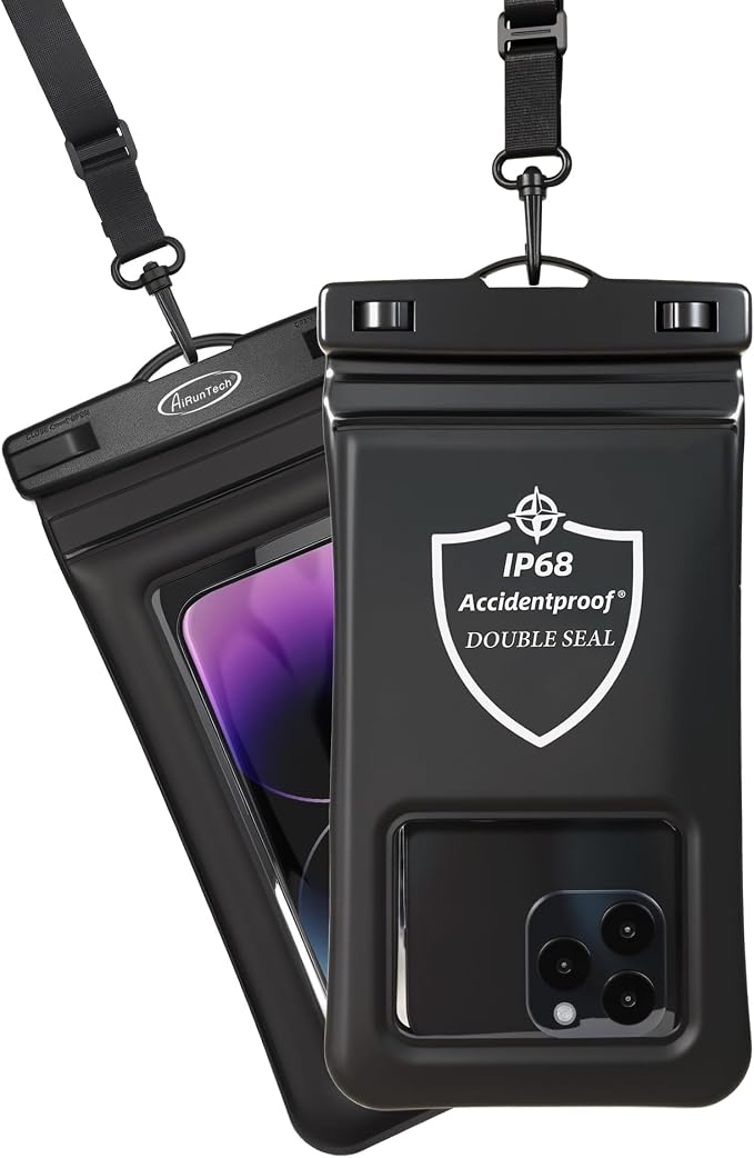 AiRunTech Floating Waterproof Phone Pouch,Double Seal Phone Case with Lanyard Protector for iPhone 17 16 15 14 13 12 Pro Max,Kayak Cellphone Bag Beach Cruise Ship Essentials Vacation Accessories by AiRunTech