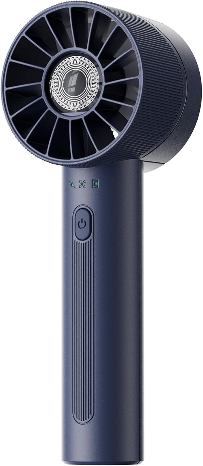Navy Blue Rechargeable Mini Handheld Turbo Fan - 4 Speed High Velocity Personal Fan with Max 16H Cooling Time, Travel Essentials for Vacation/Beach/Trip by Coolwill