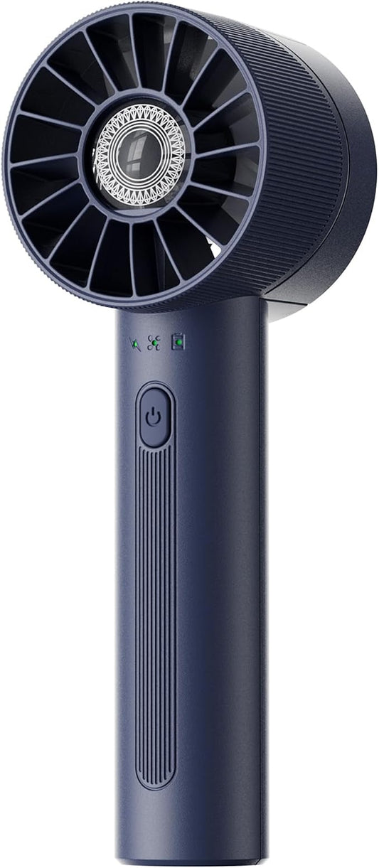 Navy Blue Rechargeable Mini Handheld Turbo Fan - 4 Speed High Velocity Personal Fan with Max 16H Cooling Time, Travel Essentials for Vacation/Beach/Trip by Coolwill