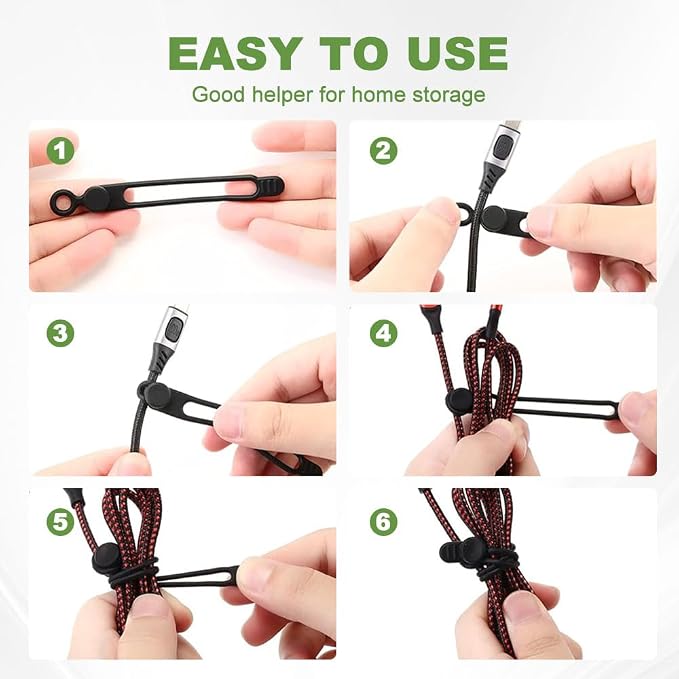 Data Cable Organizer, 2026 Upgrade Silicone Headphone Organizers, Silicone Cable Ties Reusable Cable Management Organizers Multipurpose Elastic Cord Organizer for Bundling and Fastening Cables (5Pcs) - Image 3
