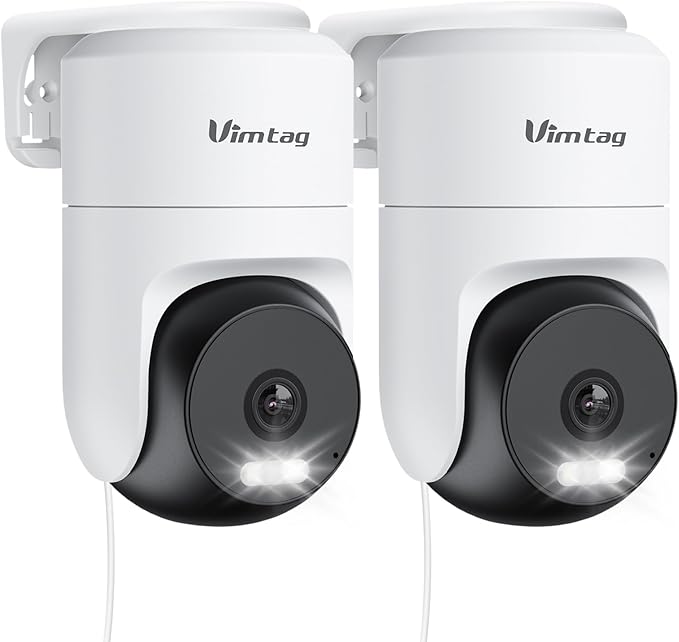 VIMTAG 2.5K 4MP Outdoor Security Camera, Pan/Tilt WiFi Home CCTV Camera, 360° View & Motion Tracking, Color Night Vision, 2-Way Audio, AI Detection Alarm, IP66, Cloud & SD Card Storage, Works w/Alexa by Vimtag