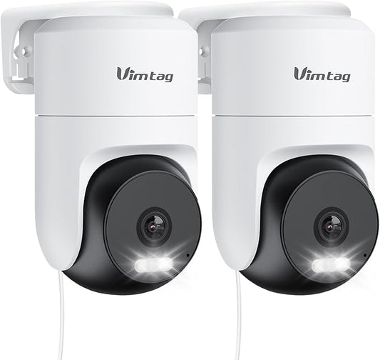 VIMTAG 2.5K 4MP Outdoor Security Camera, Pan/Tilt WiFi Home CCTV Camera, 360° View & Motion Tracking, Color Night Vision, 2-Way Audio, AI Detection Alarm, IP66, Cloud & SD Card Storage, Works w/Alexa by Vimtag