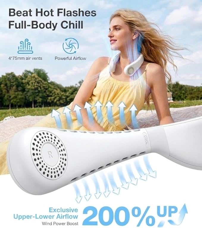 TORRAS COOLiFY Air 2026 Upgraded Neck Fan Air Conditioner, Dual-Airflow Pro Cooling, Ultra Light Portable Fan Rechargeable, Personal Cooling Fan Travel Essentials, Gift for Dad Father,White - Image 4