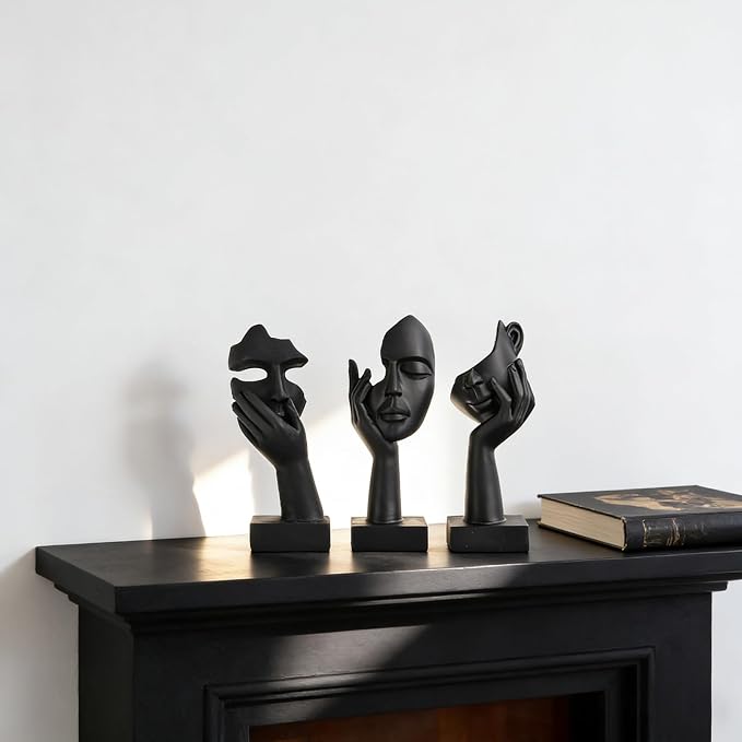 3 Pcs Thinker Small Statue Set - Black Art Abstract Home Accent Figurines for Decor Bedroom, Shelves, Living Room Coffee Table, Office Desktop (3 Pcs Black, 6") - Image 8