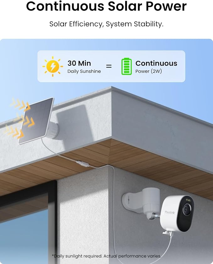 REOLINK Security Cameras Outdoor Wireless WiFi, Argus 3 Pro+Solar Panel with 5MP Color Night Vision, 2.4G/5Ghz WiFi, Non-Stop Solar Powered, Human/Vehicle Detection, Home Hub Compatible - Image 4