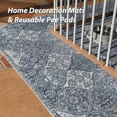 nunubaby Washable Pee Pads for Dogs, Stylish, Non-Slip and Leak-Proof Pee Pads. Reusable Potty Pads for Dogs for Crates and Floors.(Blue/Multi, 54" x54" ) - Image 2