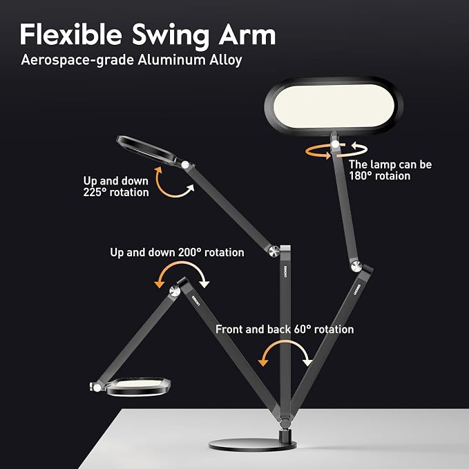 LitONES Premium LED Desk Lamp, Dual-Sided Soft Lighting with Knob Remote | Eye-Caring Diffused Light for Home Office, Video Conferencing, Zoom, Reading, Study, Craft, Stepless Dimming & Color, Memory - Image 7