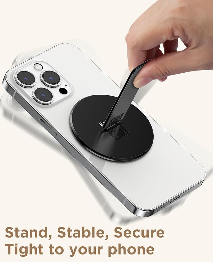 Magnetic Phone Stand Grip for Magsafe, Utral-Thin Snap-on Kickstand with Strong Magnetic Holder, 140° Adjustable for Hands-Free Travel, Work, Entertainment | Compatible with iPhone17-12, Black - Image 8
