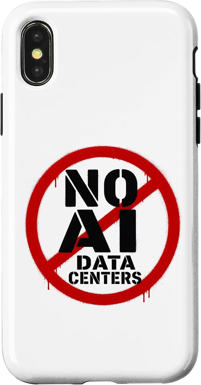 No AI Data Centers – Simple Minimal Spray Paint Style Text Case for iPhone X/XS by Unknown