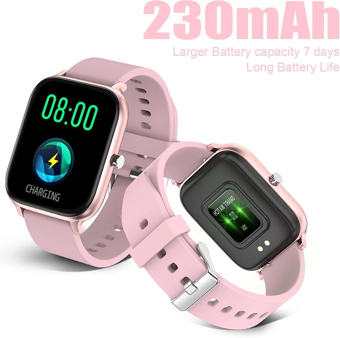 Smart Watch for Men Women Compatible with iPhone Samsung Android Phone 1.69 inch Full Touch Screen IP68 Waterproof Bluetooh Fitness Tracker Heart Rate/Sleep Monitor (Pink) - Image 7