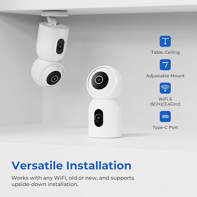 IMILAB 3K+3K Security Camera Indoor, Dual Lens Pet/Dog/Baby Camera with Xiaomi Home App, 2.4G/5G WiFi Plug-in Room Cam, Color Night Vision, Human Track, Two-Way Audio, No Subscription(C30 Dual) - Image 6