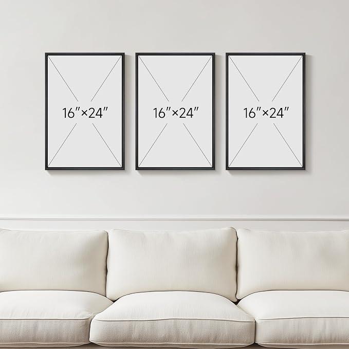 Framed Black and Beige Abstract Wall Art, 3 Piece Modern Canvas Prints Paintings Artwork for Walls, Minimalist Abstract Line Pictures for Living Room Dining Room Bedroom Office Wall Decor 16x24 In - Image 3