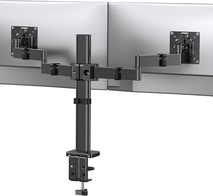 ErGear Dual Monitor Stand for 17-32 inch, Dual Monitor Mount with Adjustable Tilt, Swivel, Rotation, Tiered Arms for Extra Height, Supports 22 lbs per Arm by ErGear