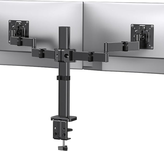 ErGear Dual Monitor Stand for 17-32 inch, Dual Monitor Mount with Adjustable Tilt, Swivel, Rotation, Tiered Arms for Extra Height, Supports 22 lbs per Arm by ErGear