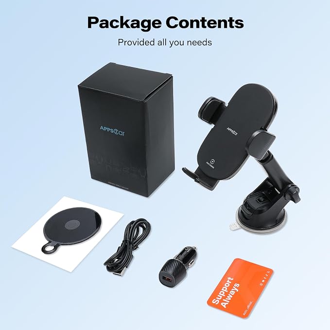 APPS2Car Suction Phone Mount Wireless Car Charger, 15W Dashboard Wireless Charger for Car, Compatible with iPhone, Samsung, LG and More - Image 6