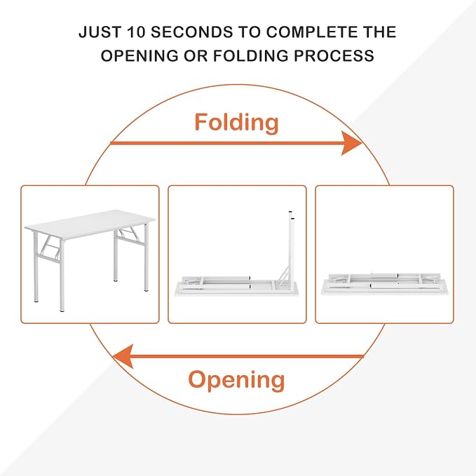 Need Office Computer Desk 39.3 Inch Sturdy Folding Laptop Table White | White Frame Writing Gaming Work Table/Foldable Home Office Desk/Sewing Table, No Assembly Required - Image 6
