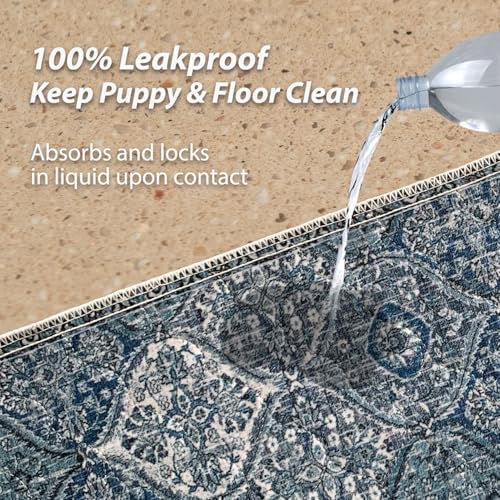 nunubaby 4PACK Washable Pee Pads for Dogs, Stylish, Non-Slip and Leak-Proof Pee Pads. Reusable Potty Pads for Dogs for Crates and Floors.(Blue/Multi,24" x48" ) - Image 3