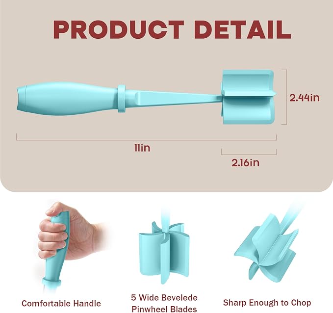 2Pack Meat Chopper Upgrade Hamburger Smasher, Masher for Ground Beef | Heat Resistant, Food-Grade Nylon, for Ground Turkey/Chicken and More, Non Stick Mix Grinder, Dishwasher Safe, Aqua - Image 2