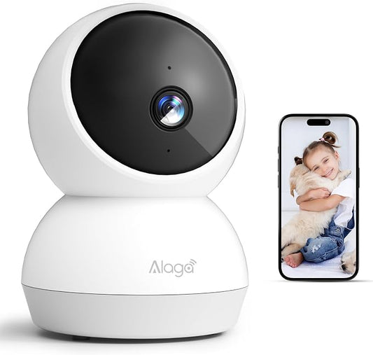 2K Indoor Security Camera, 360° Pan/Tilt AI Human Pet Motion Security Camera, 2.4/5 GHz Night Vision Camera, 2 Way Audio, Compatible with Alexa Google Assistant (3 Months of Cloud Storage) by Alagabrandflagship