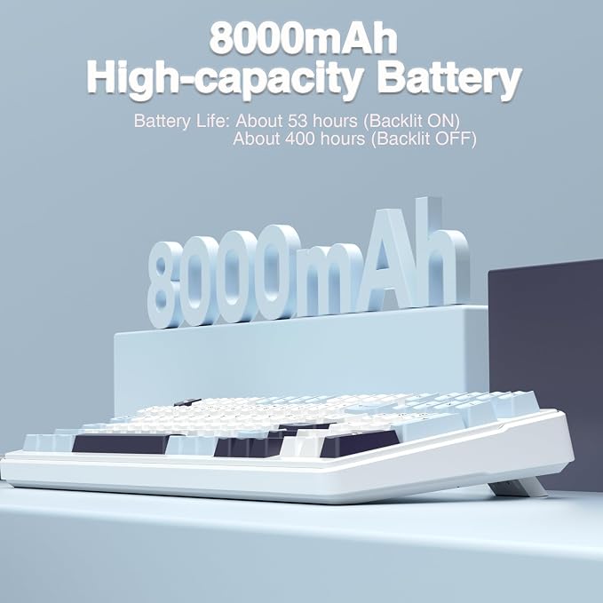 AULA F99 Wireless Mechanical Keyboard, Hot Swappable Custom Keyboard,Pre-lubed Linear Switches,Gasket Structure,RGB Backlit Gaming Keyboard (Blue&White) - Image 8