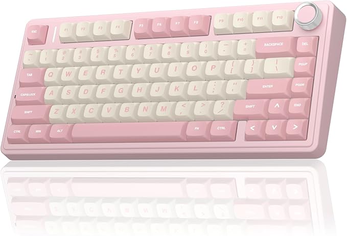 AULA F75 75% Wireless Mechanical Keyboard, Hot Swappable Pink Creamy Keyboard, Pre-lubed Linear Switches, PBT Keycaps, 2.4GHz/Type-C/BT5.0, RGB Backlit Computer Gaming Keyboards for Office/Laptop/PC by AULA