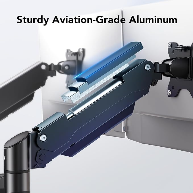 HUANUO Dual Monitor and Laptop Mount for Max 32” Monitor and 17” Laptop, Adjustable Arm with Tilt, Swivel and Rotation, Dual Monitor and Notebook Stand with VESA Bracket 75/100 mm - Image 7