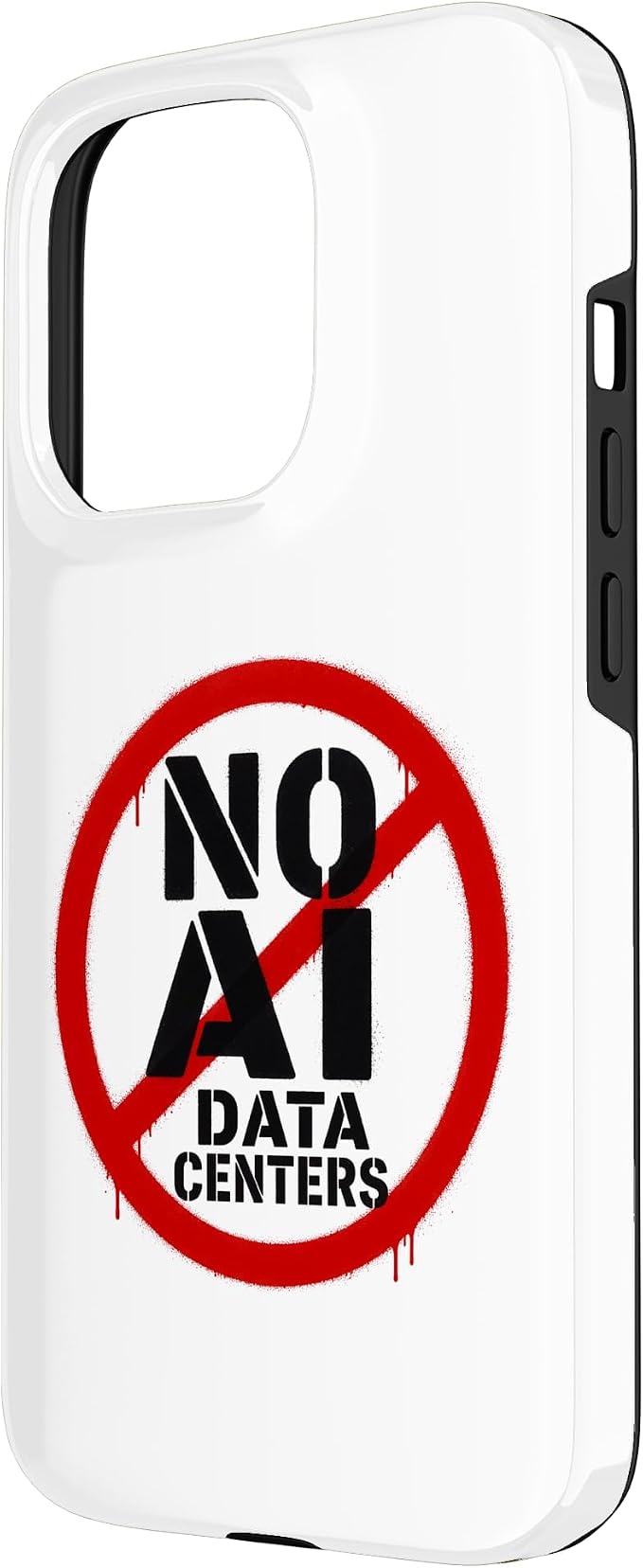 No AI Data Centers – Simple Minimal Spray Paint Style Text Case for iPhone 15 Pro - Image 2