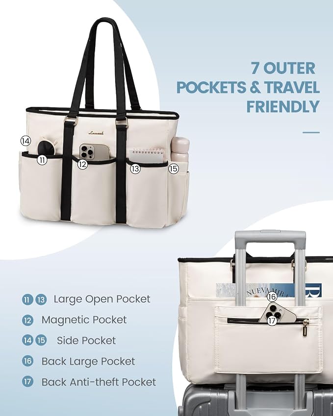 LOVEVOOK Work Tote Bag for Women, 15.6 inch Laptop Bag for Women, Teacher Tote Bag Nurse Bag, Utility Tote For Work/Travel/College/Daily, Professional Computer Purse Large Handbag With Multi Pocket - Image 4