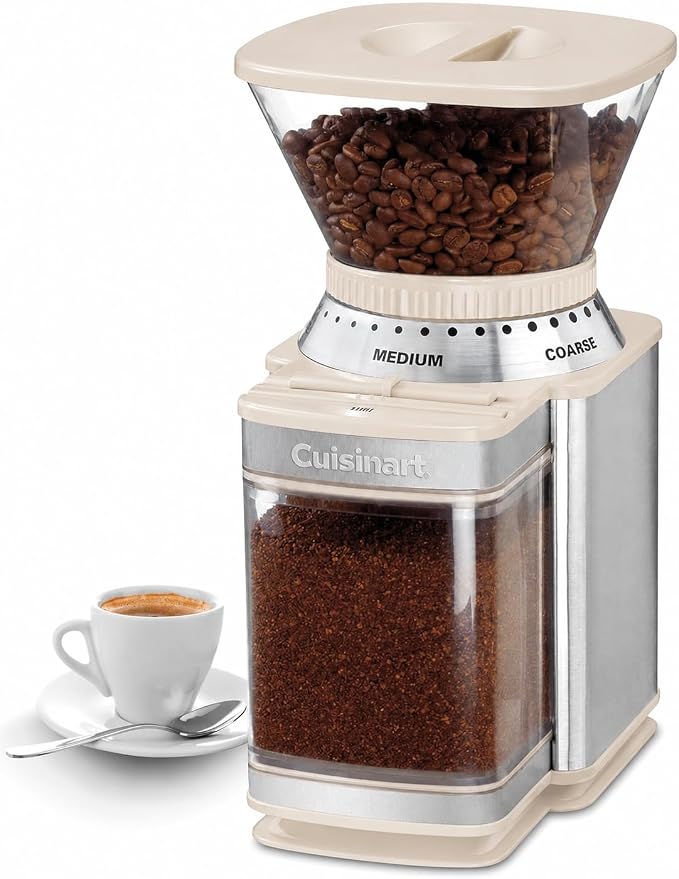 Cuisinart Coffee Grinder, Electric One-Touch Automatic Burr Coffee Grinder with 18-Position Grind Selector, Cup Size Selector for 4 – 18 Cups, Cream Stainless Steel by Cuisinart