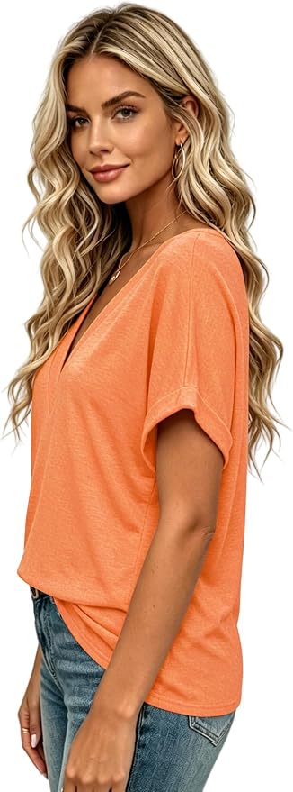 T Shirts Short Sleeve V Neck Tees Womens Tops Beach Vacation Fashion Clothes 2026 Casual Summer Spring Fall Outfits - Image 3