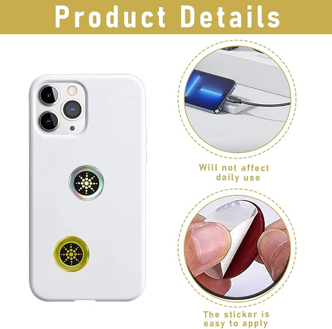 12 Pcs Emf Blocker for Cell Phone,Radiation Blocker,Emf Stickers for Cell Phone,A Practical Gift for Tech Lovers for Smart Phones/Tablets/Laptops Electronic Devices Blockers Silver，Gold - Image 3