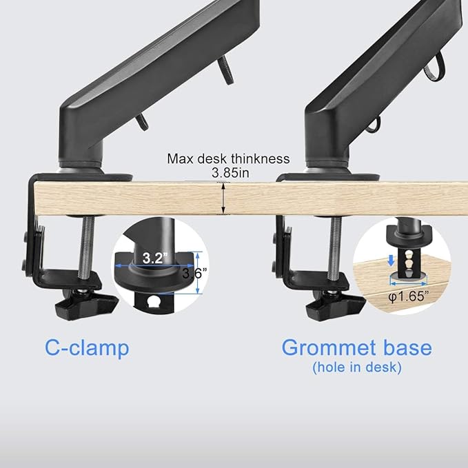 Suptek Monitor Mount Gas Spring Monitor Arm Desk Mount Fully Adjustable Fits 17 20 22 23 24 26 27 32 35 inch Monitors Weight Capacity up to 24.25 lbs - Image 5