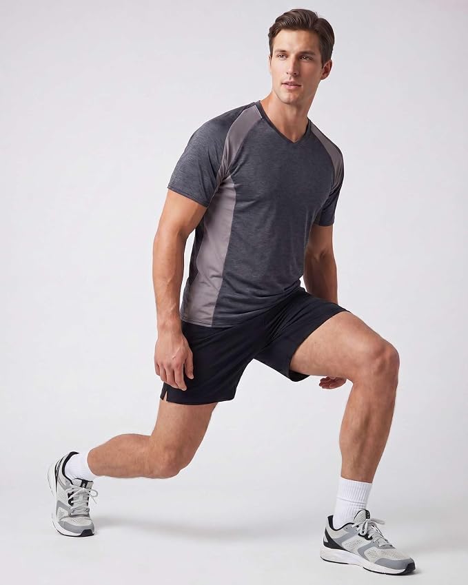5 Pack Men's Dry Fit V Neck Gym Workout T Shirts Athletic Moisture Wicking | Cooling, Quick Dry, Breathable, Short Sleeve, Exercise, Cycling, Sports, Outdoor, Fitness, Golf, Crossfit, Hiking, Tennis - Image 4