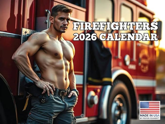 Sexy Fireman Calendar 2026 Hot Firefighter Monthly Wall Calender 12 Month | American Made In The USA by PosterFoundry