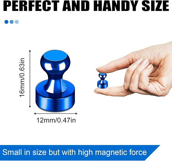 LOVIMAG Fridge Magnets 20Pcs, Magnet for Refrigerator Whiteboard, Blue | Small Strong Neodymium Metal Cute Push Pin for Classroom, Kitchen, Accessories Decorative, Office, Calendar - Image 3