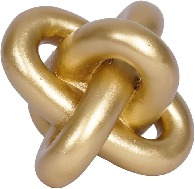 Gold Knot Statue Decor Modern Geometric Round Sculpture Table Sculptures and Figurines Round Decorative Ornaments Knick Knacks Home Decor for Shelves Coffee Table Bookshelf Decoration Gifts by PUHOZN