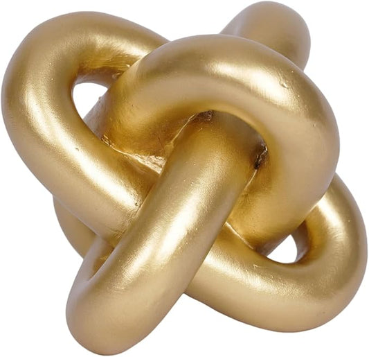 Gold Knot Statue Decor Modern Geometric Round Sculpture Table Sculptures and Figurines Round Decorative Ornaments Knick Knacks Home Decor for Shelves Coffee Table Bookshelf Decoration Gifts by PUHOZN