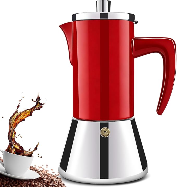 6 Cup Thickened 304 Stainless Steel Moka Pot Stovetop Espresso Maker Cafeteras Italian Percolator Espress Makers Capable Greca Mocha Coffee Machine for Induction Home and Camping 300ml 10oz by Theperfectcombinationofcoffeehomeandhealthylivingmakingeverydayadayofrituals