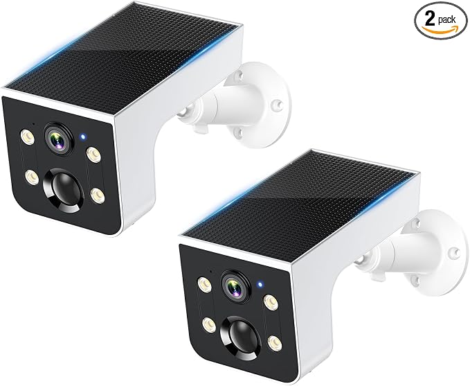 Thybro Solar Powered Security Camera Outdoor: 2 PCS AI Motion Detection 2K Outdoor Cameras Wireless - Continuous Power for Home & Business Monitoring by Unknown