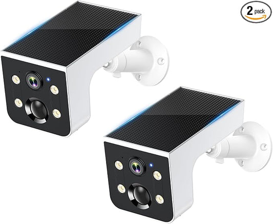 Thybro Solar Powered Security Camera Outdoor: 2 PCS AI Motion Detection 2K Outdoor Cameras Wireless - Continuous Power for Home & Business Monitoring by Unknown