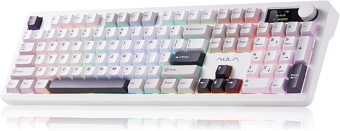 AULA F106 Pro Wireless Keyboard Full Size Mechanical Gaming Keyboards | Full Size,Hot Swappable Custom,8000mAh,RGB Backlit,Creamy Pre-lubed Blaze Switches,PBT Keycaps,Tri-Mode BT/2.4GHz/USB-C by AULA