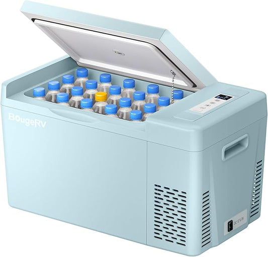 BougeRV Green 23Quart Portable Refrigerator, 12 Volt Fridge 22L, Portable Freezer Compressor Cooler 12/24V DC 110~240 Volt AC for Truck Van RV Camper -8℉~50℉ by Unknown